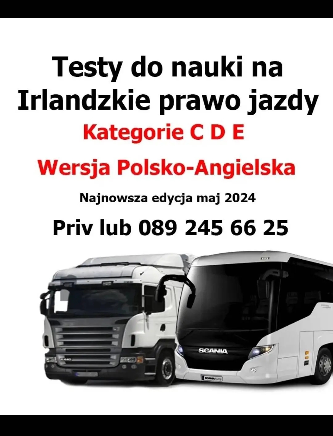 Testy do nauki na Irlandzkie prawo jazdy wersja Polsko-Angielska